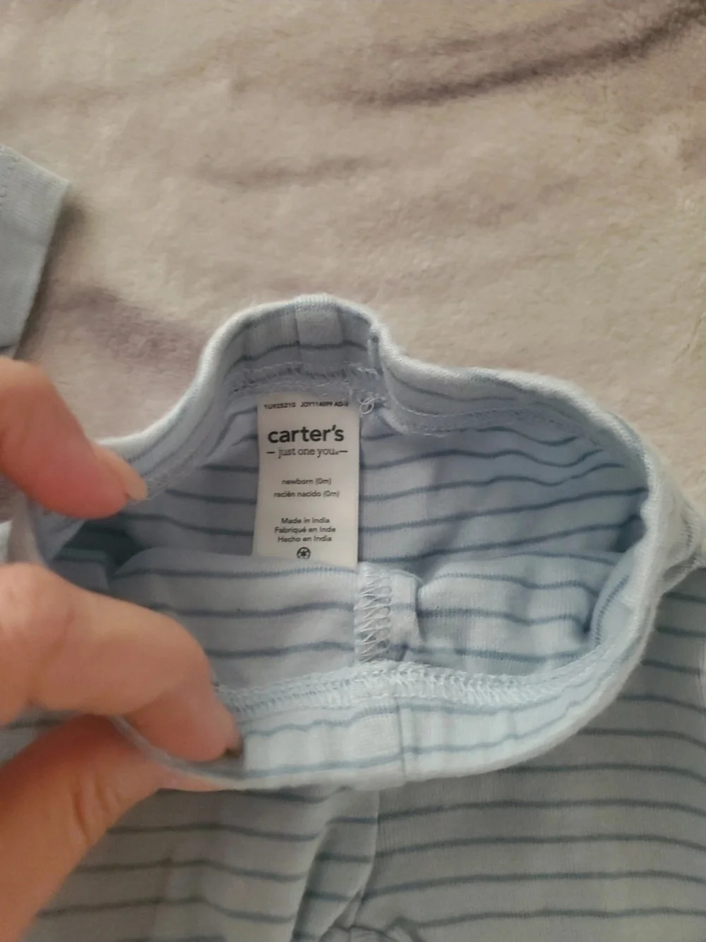 Carter's Newborn Light Blue 'Little Brother' Set with Striped Pants